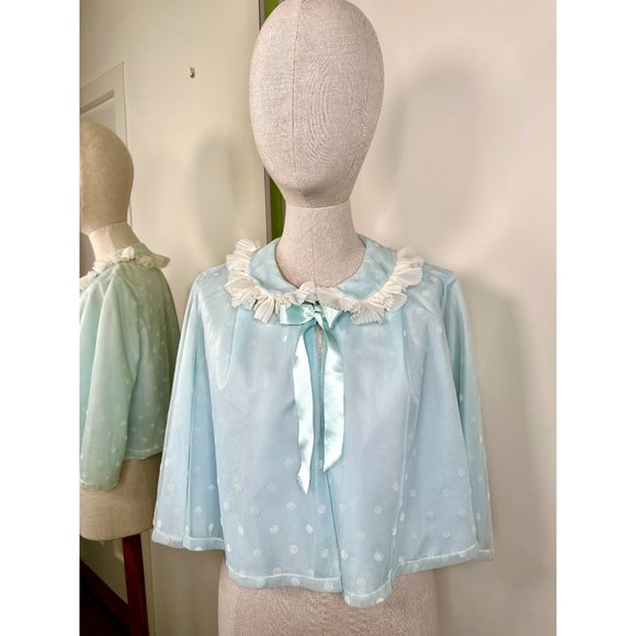 1950s Odette Barsa ruffled collar bed jacket - Picture 2 of 7